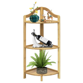 3-Tier Corner Ladder Shelf Freestanding Bookshelf Display Plant Stand Rack - thumbnail 1