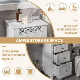 Bathroom Floor Cabinet Freestanding Storage Cabinet w/ 3 Drawers - thumbnail 3