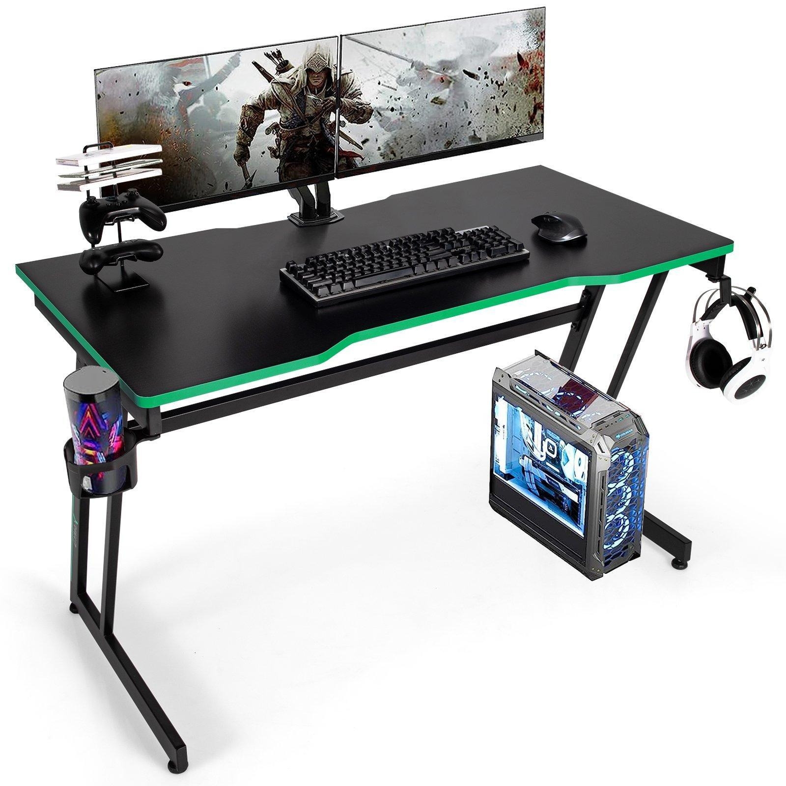 Z-Shaped Computer Desk with Headphone Hook and Cup - image 1