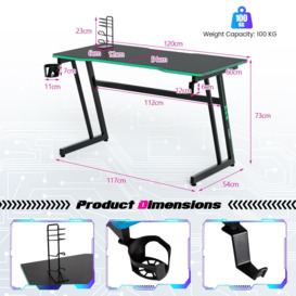 Z-Shaped Computer Desk with Headphone Hook and Cup - thumbnail 3