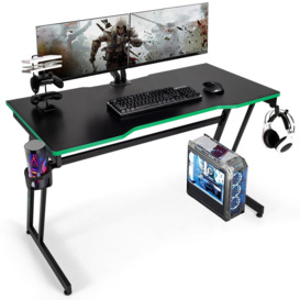 Z-Shaped Computer Desk with Headphone Hook and Cup - thumbnail 1
