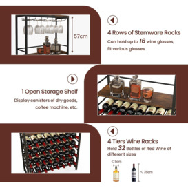 32 Bottles Wine Rack 6-Tier Freestanding Wine Display Holder with Middle Shelf - thumbnail 3