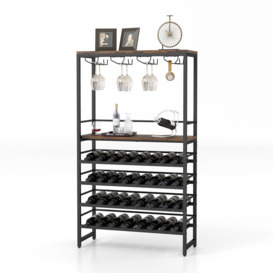 32 Bottles Wine Rack 6-Tier Freestanding Wine Display Holder with Middle Shelf - thumbnail 1
