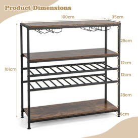 5-tier Wine Rack Table Freestanding Bar Wine Racks With 4 Rows of Glass Holders - thumbnail 2