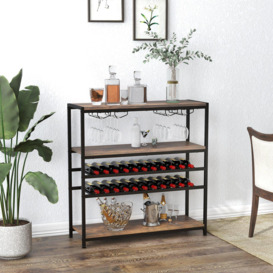 5-tier Wine Rack Table Freestanding Bar Wine Racks With 4 Rows of Glass Holders - thumbnail 3