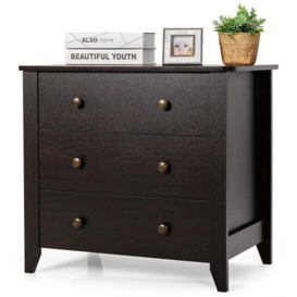 3-Drawer Wooden Dresser Chest of Drawers with 3 Drawers & Round Metal Knobs