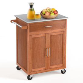 Kitchen Island Rolling Storage Cabinet Trolley Cart Stainless Steel Countertop