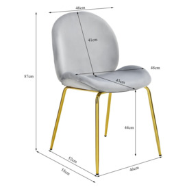 Modern Velvet Dining Chair Set of 2  Mid Century Upholstered Side Chair - thumbnail 3