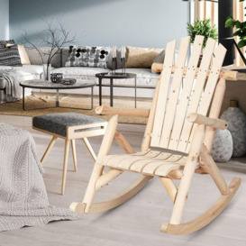Solid Wood Rocking Chair w/ Comfortable Pine & Fir Porch Rocker - thumbnail 2