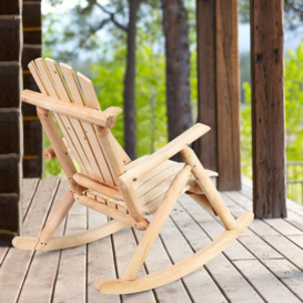 Solid Wood Rocking Chair w/ Comfortable Pine & Fir Porch Rocker - thumbnail 3