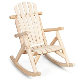 Solid Wood Rocking Chair w/ Comfortable Pine & Fir Porch Rocker - thumbnail 1