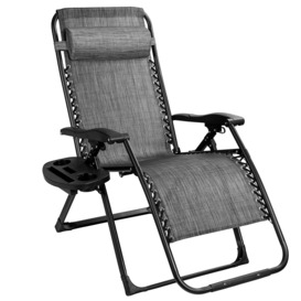 Folding Zero Gravity Chair Lounge Chaise Chair Recliner with Detachable Headrest - thumbnail 1