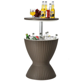 30L Patio Ice Cooler Outdoor All-weather Cool Bar Table w/ Extendable Tabletop - thumbnail 1