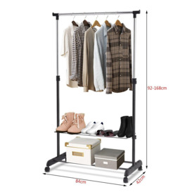 2 in 1 Clothes Rack Freestanding W/ Shoe Rack & Clothes Rail Height-adjustable - thumbnail 3