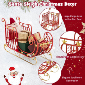 Red Santa Sleigh Metal Christmas Santa Sleigh w/ Large Cargo Area for Gifts - thumbnail 3