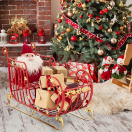 Red Santa Sleigh Metal Christmas Santa Sleigh w/ Large Cargo Area for Gifts - thumbnail 2