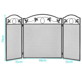 3 Panel Fireplace Fence Foldable Mesh Fireplace Screen for Baby & Pets - thumbnail 2