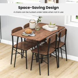 5 Piece Dining Table Set Rectangular Table & 4 Chairs Kitchen Wooden Furniture - thumbnail 3