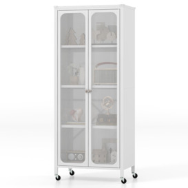 Wooden Storage Cabinet Mobile Food Pantry Cupboard Modern Kitchen Sideboard