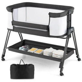 Baby Bedside Crib Folding Sleeper Bassinet Cot Bed Portable 7 Adjustable Heights - thumbnail 1