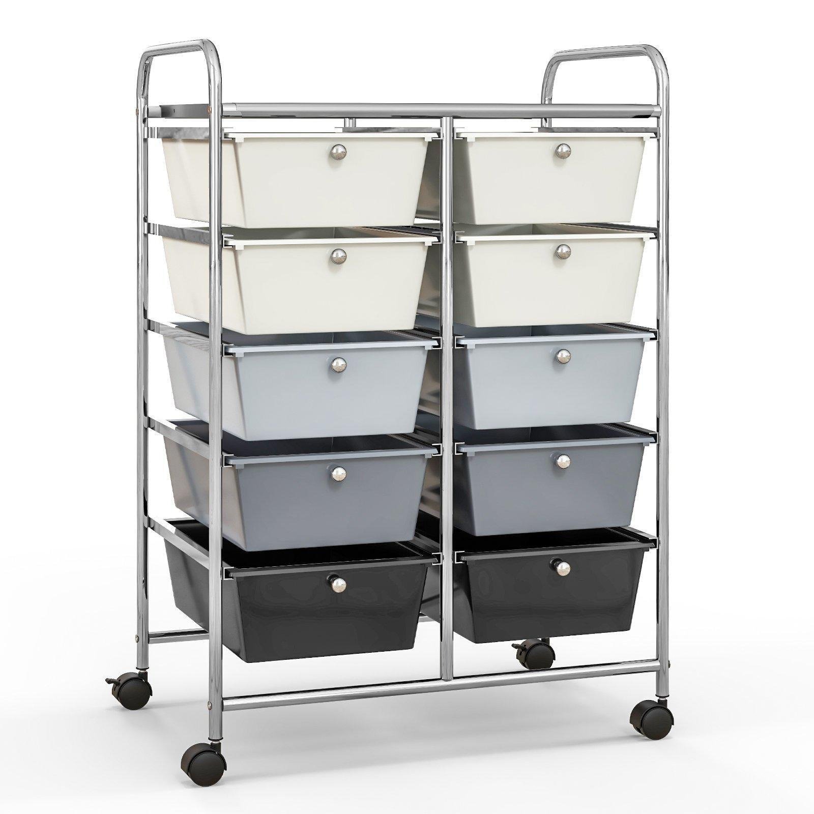 10 Drawers Storage Trolley Mobile Rolling Utility Cart Home Office Organizer - image 1