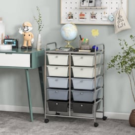 10 Drawers Storage Trolley Mobile Rolling Utility Cart Home Office Organizer - thumbnail 3