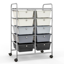 10 Drawers Storage Trolley Mobile Rolling Utility Cart Home Office Organizer