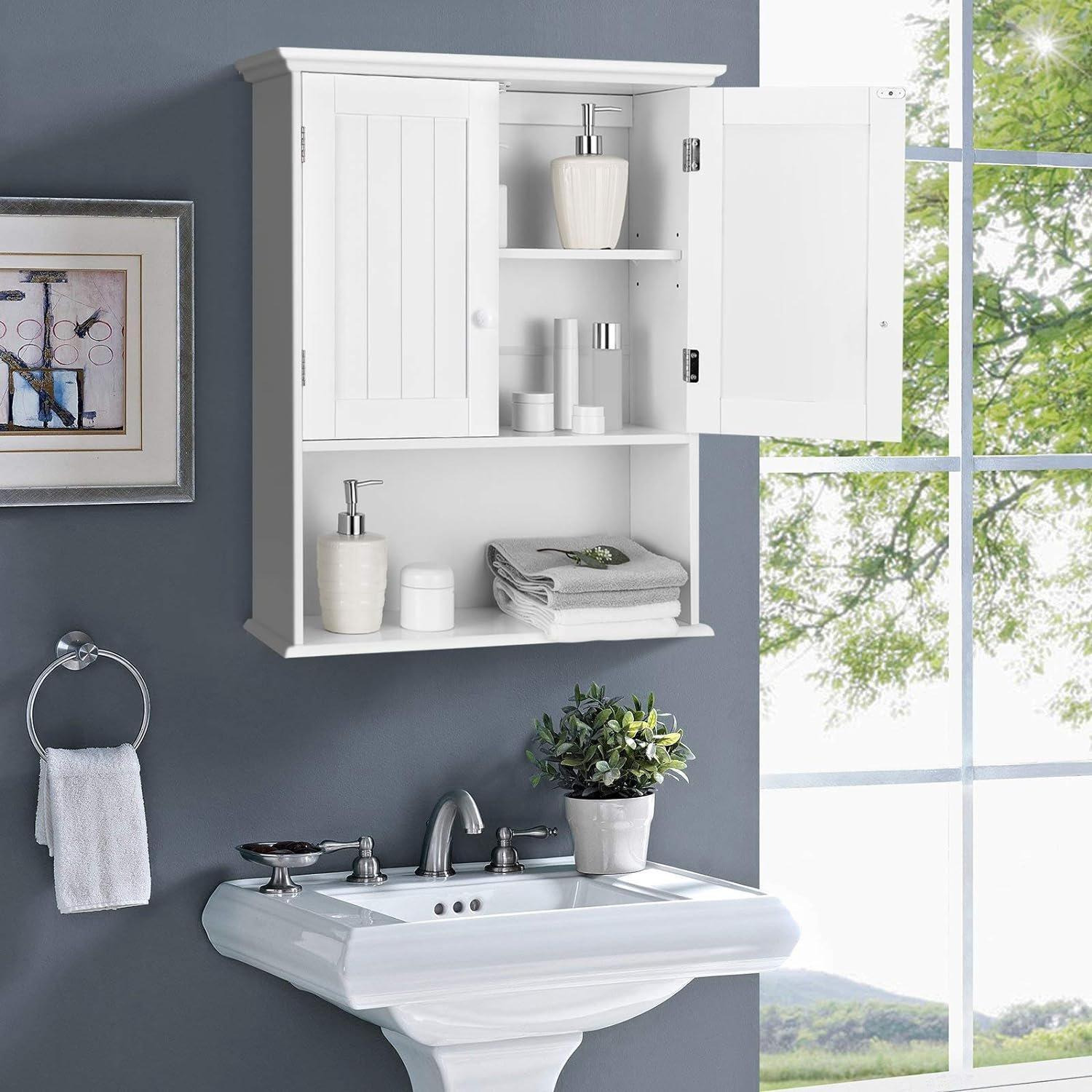 Bathroom Storage Cabinet Wall Mounted Vanity Storage Cupboard w/ Adjustable Shelf - image 1