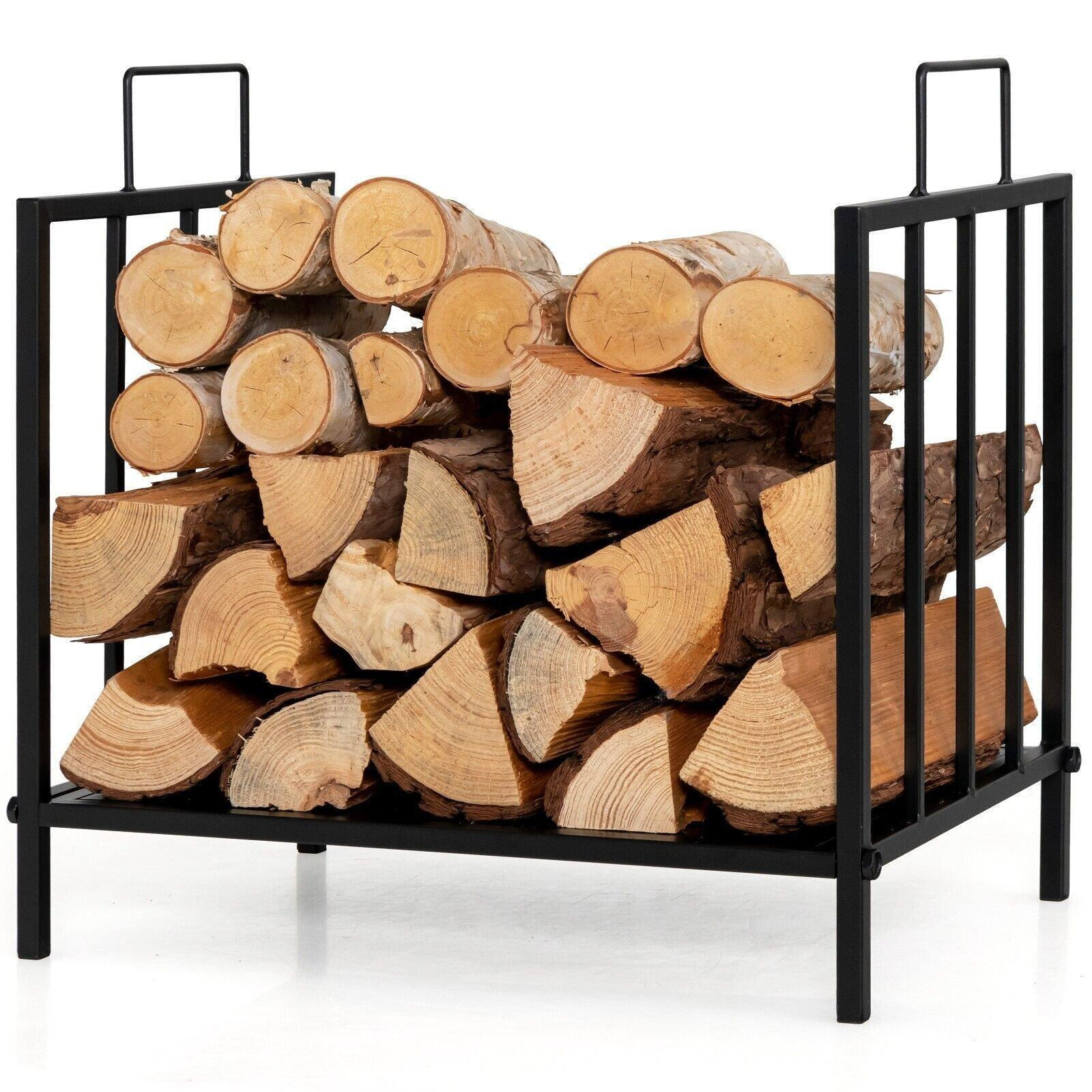 Firewood Rack Steel Log Firewood Storage Stacker Holder Convenient Handle - image 1