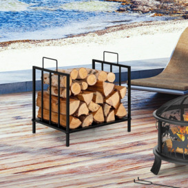 Firewood Rack Steel Log Firewood Storage Stacker Holder Convenient Handle - thumbnail 3