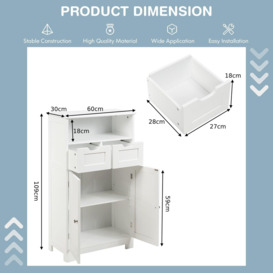 Bathroom Floor Cabinet Wooden Kitchen Storage Cupboard w/ Adjustable Shelf & Doors - thumbnail 2