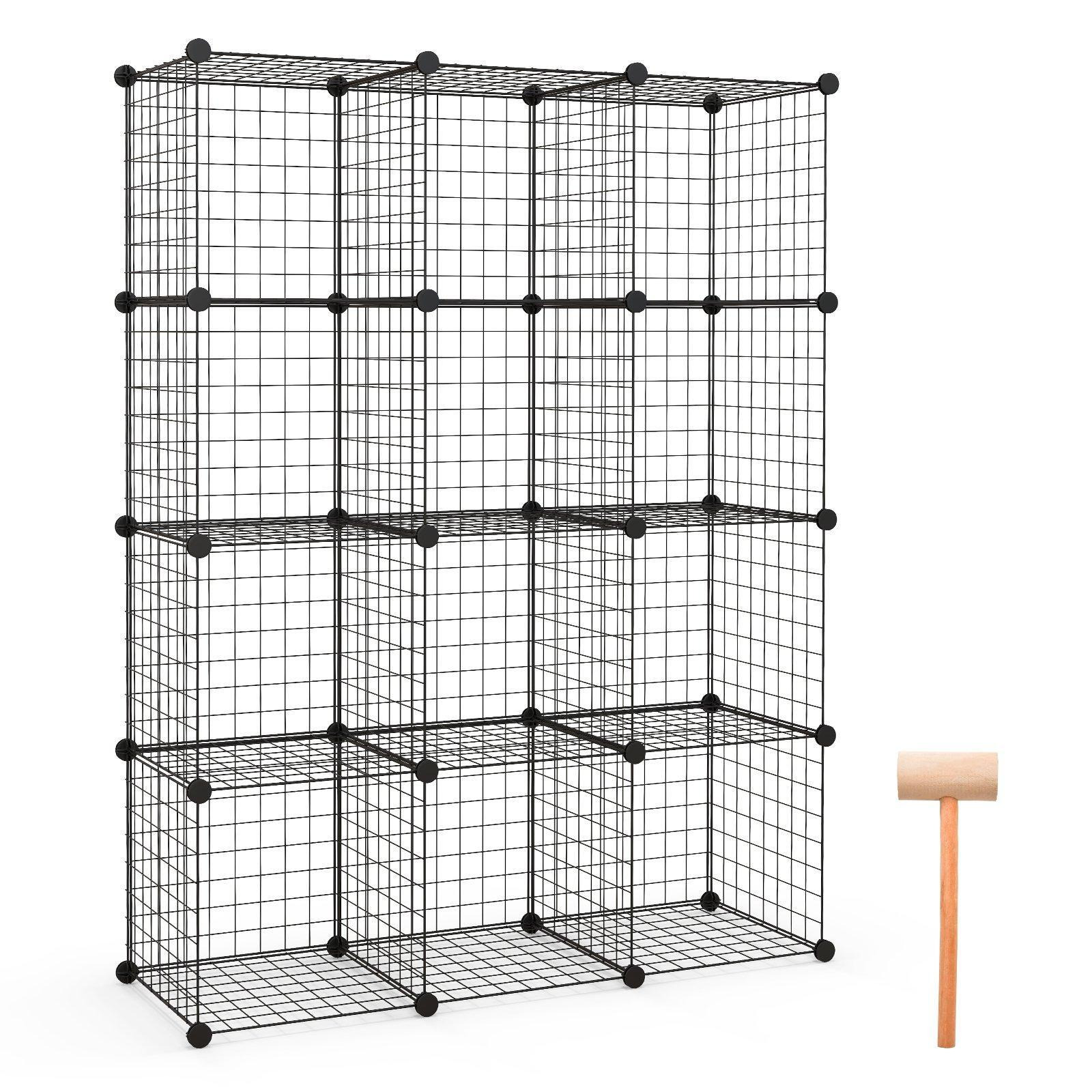 12 Cube Storage Shelf Rack DIY Wire Grid Bookcase Display Cabinet Organiser - image 1
