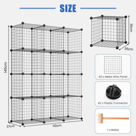 12 Cube Storage Shelf Rack DIY Wire Grid Bookcase Display Cabinet Organiser - thumbnail 2
