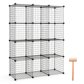 12 Cube Storage Shelf Rack DIY Wire Grid Bookcase Display Cabinet Organiser - thumbnail 1