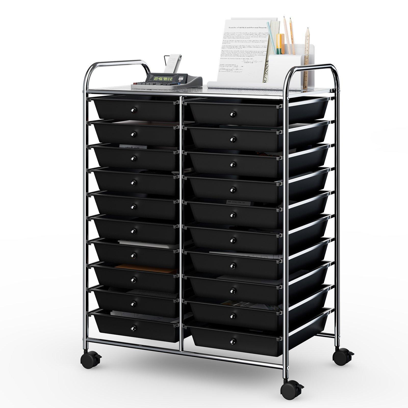 20 Drawers Storage Rolling Cart Home Office Mobile Utility Trolley Organizer - image 1