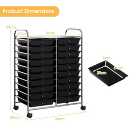 20 Drawers Storage Rolling Cart Home Office Mobile Utility Trolley Organizer - thumbnail 2
