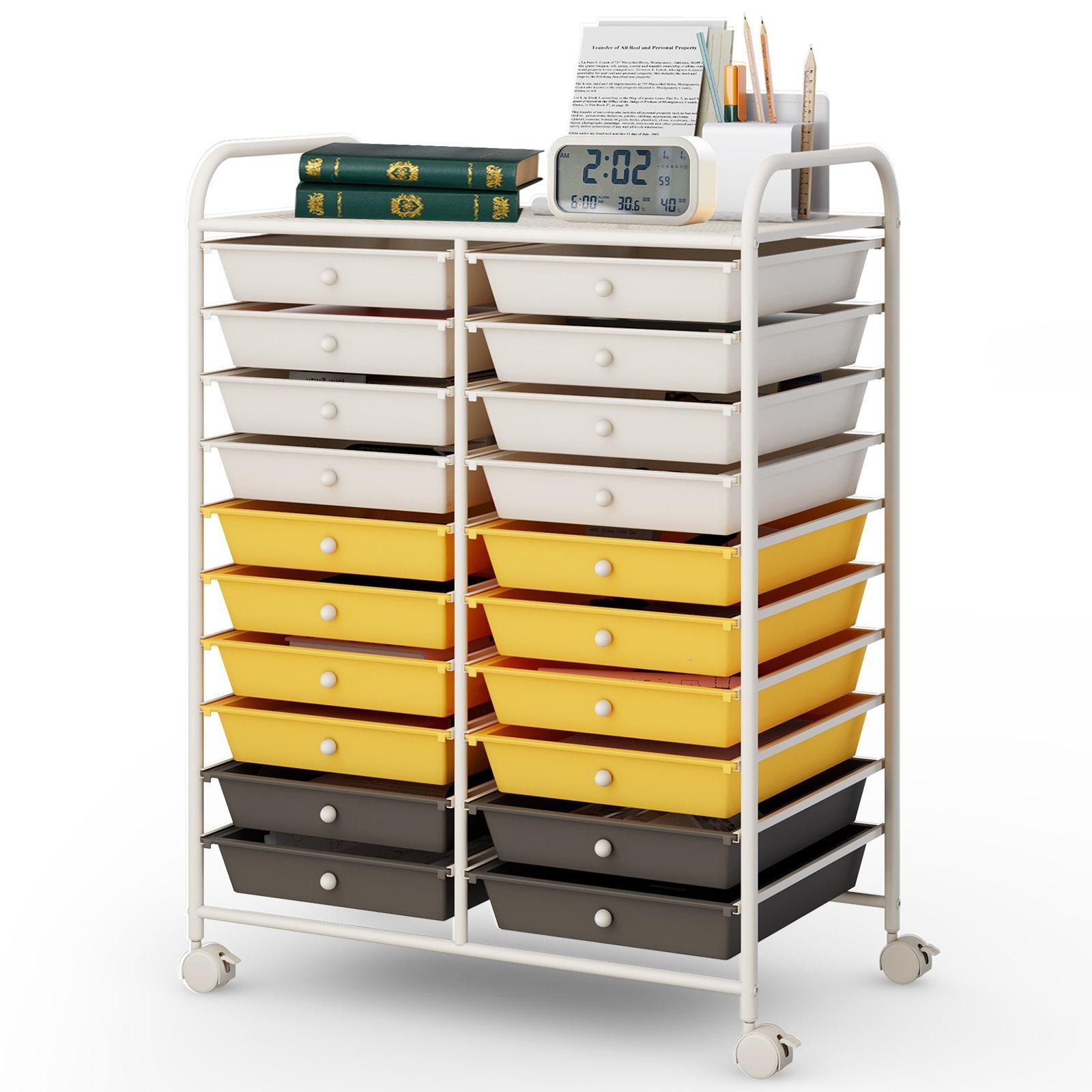 20 Drawers Storage Rolling Cart Home Office Mobile Utility Trolley Organizer - image 1