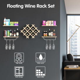 Wall Mounted Wine Rack Floating Bar Accessory Shelves Glass Storage & Display - thumbnail 2