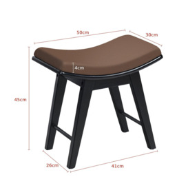 Make-Up Stool Dressing Chair with Curved Seat Cushion Wooden Desk Stool - thumbnail 2