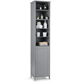 Bathroom Tall Cabinet Slim Freestanding Storage Organizer W/ Adjustable Shelves - thumbnail 1