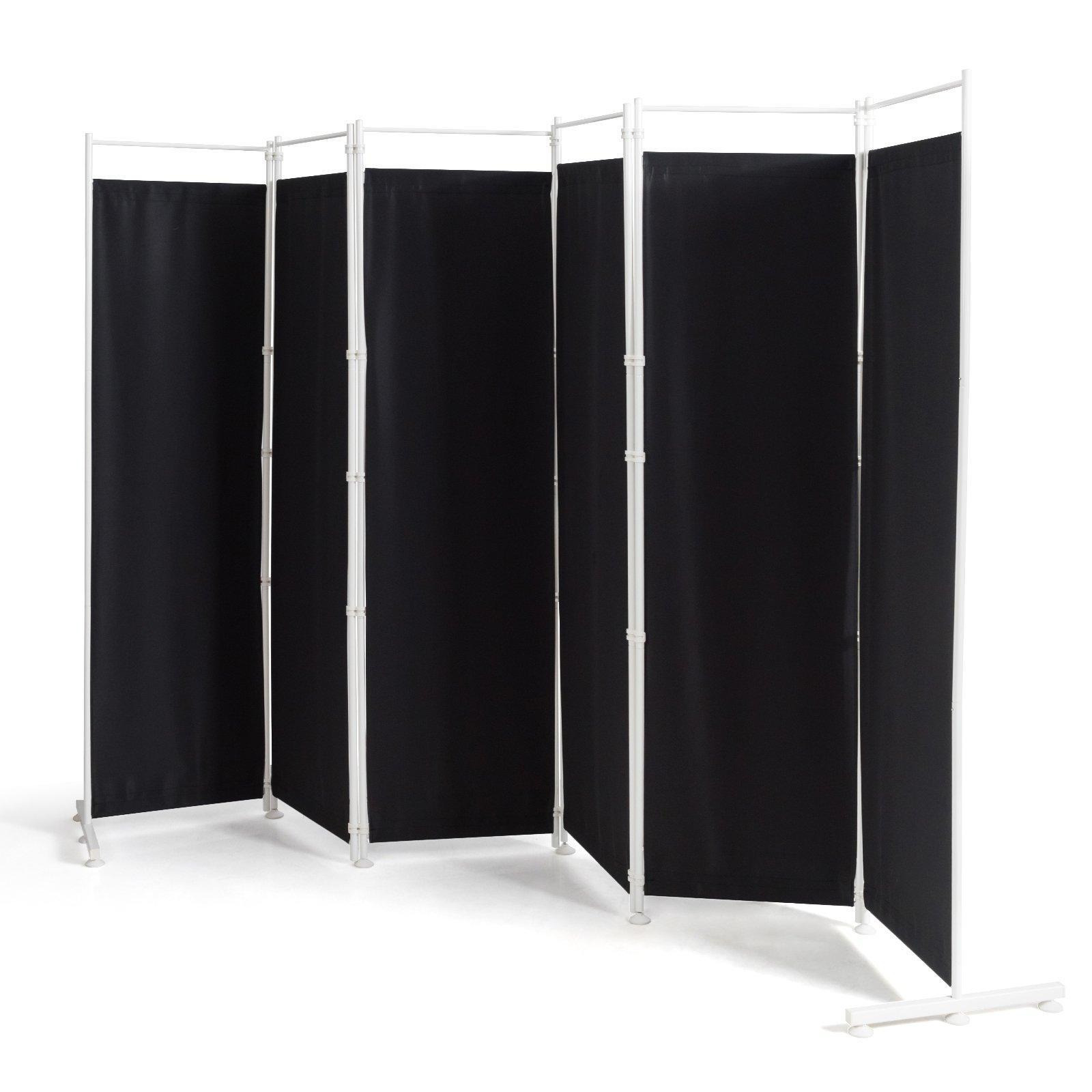 6-Panel Folding Room Divider with Adjustable Foot Pads Black - image 1