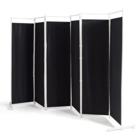 6-Panel Folding Room Divider with Adjustable Foot Pads Black - thumbnail 1