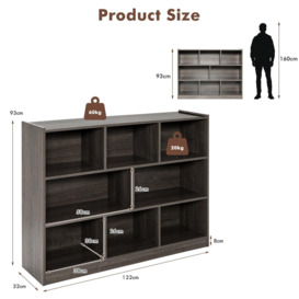 Wood Storage Cube Bookcase 3 Tier 8 Cube Open Shelf Storage Cabinet Organizer - thumbnail 2