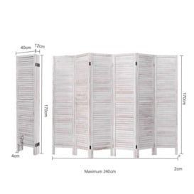 6 Panel Room Divider Wooden Screen Wall Folding Room Partition Separator Privacy - thumbnail 2