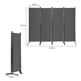 173cm Tall Folding Room Divider Freestanding 4-Panel Privacy Screen - thumbnail 2