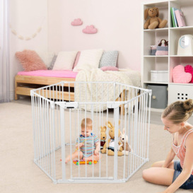 6 Panel Fireplace Fence Baby Pet Safety Gate Playpen Adjustable Room Divider - thumbnail 3