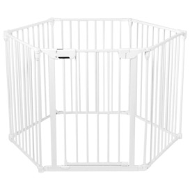 6 Panel Fireplace Fence Baby Pet Safety Gate Playpen Adjustable Room Divider - thumbnail 1