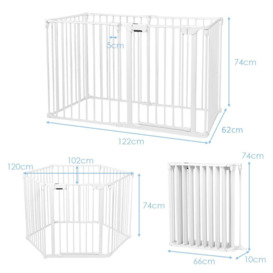 6 Panel Fireplace Fence Baby Pet Safety Gate Playpen Adjustable Room Divider - thumbnail 2