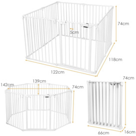 8 Panel Baby Metal PlayPen Pet Fence Playpen Foldable Room Divider 3 IN 1 White - thumbnail 2