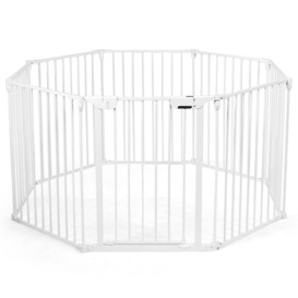8 Panel Baby Metal PlayPen Pet Fence Playpen Foldable Room Divider 3 IN 1 White - thumbnail 1